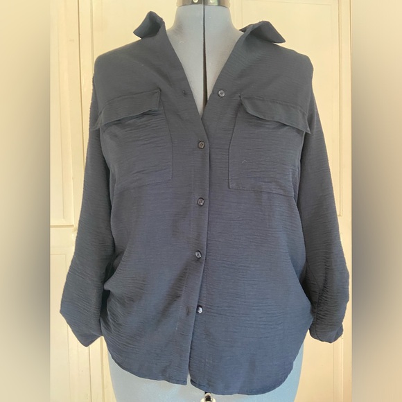 Dark blue women’s blouse - Picture 2 of 4